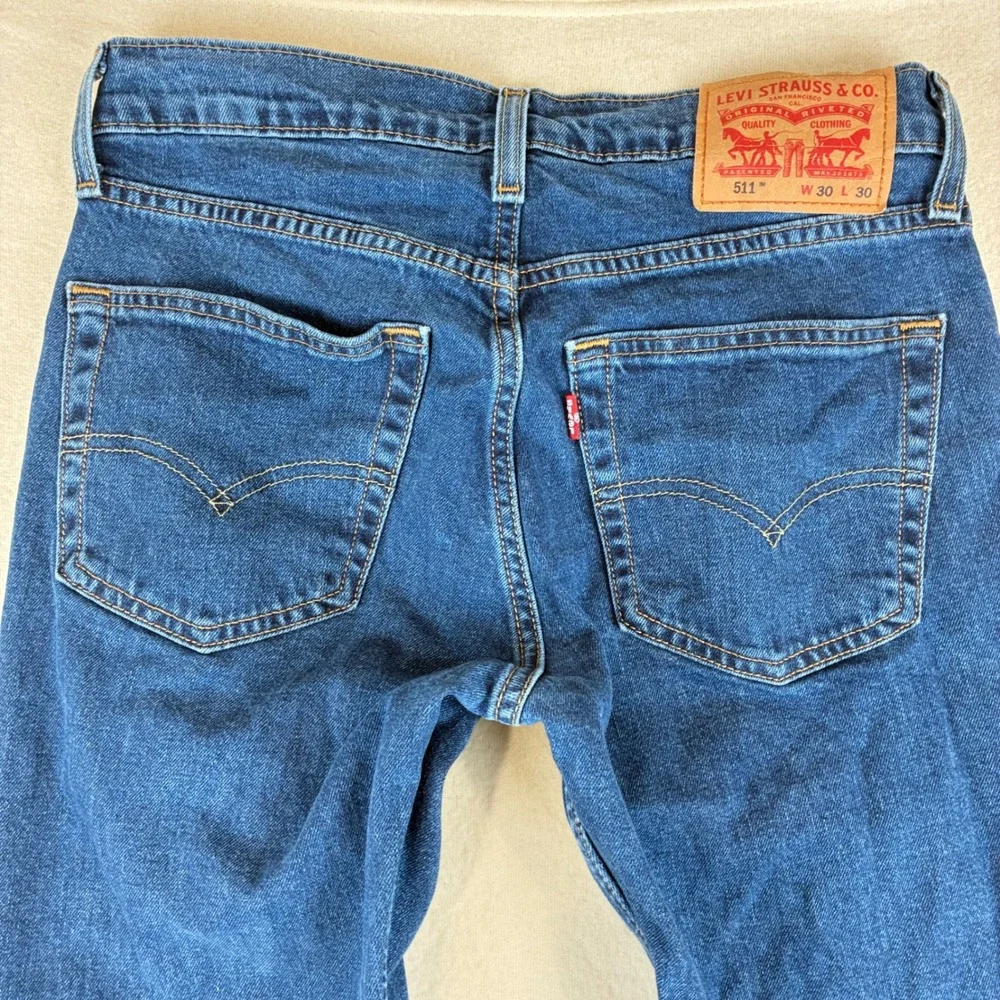 Levi Mens 511 Slim Fit Jeans 30x30 Cotton Blue Medium Wash Denim Casual Modern
